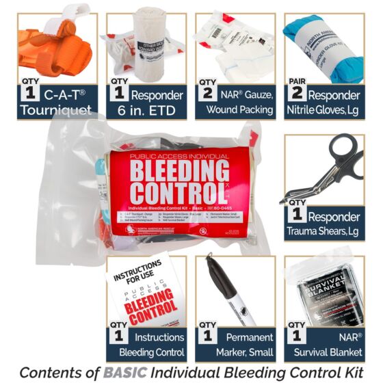 Public Access Individual Bleeding Control Kit - Vacuum Sealed